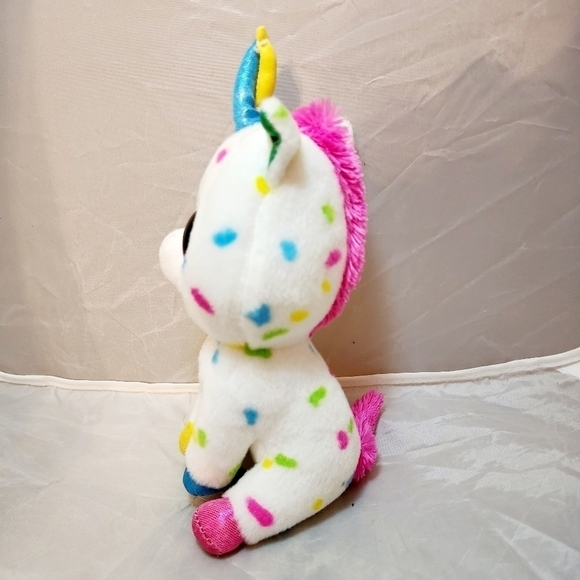 TY Harmonie White Rainbow Spotted Unicorn Plush Stuffed Animal Sparkle Eyes EUC - Picture 2 of 11